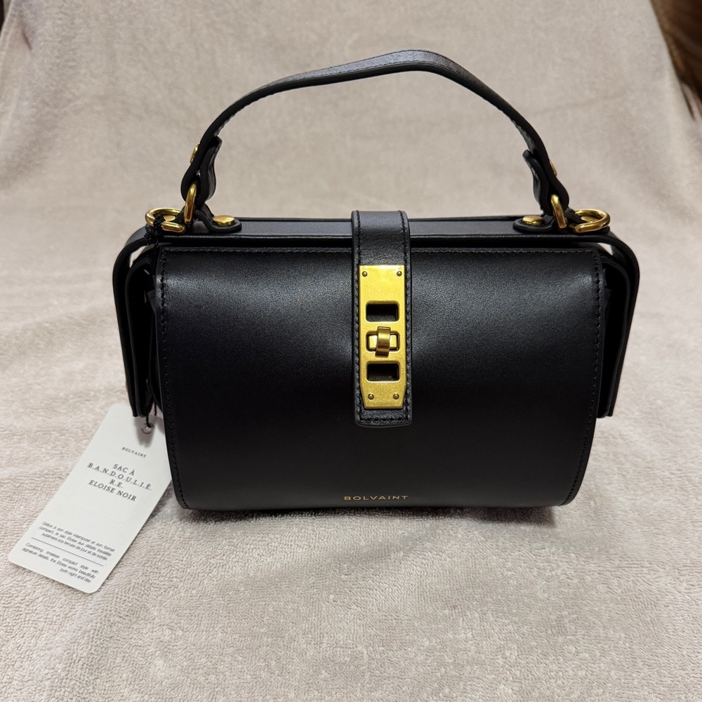 Black Handbag with Gold Accents